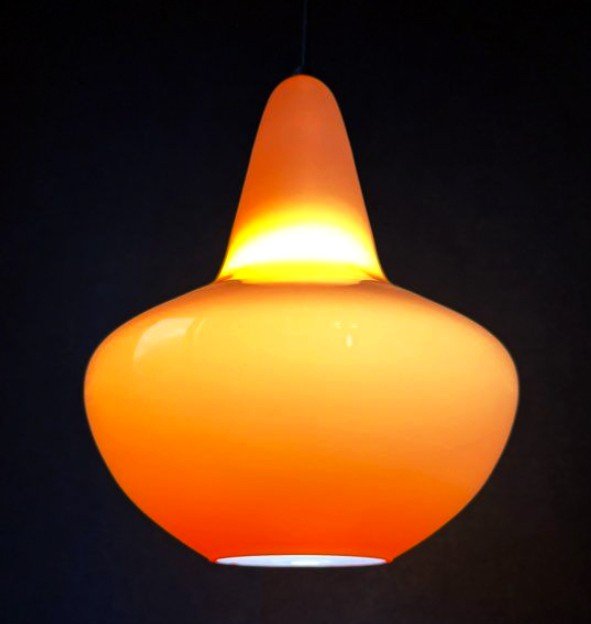 Orange Opaline Pendant Light From The 1960s-photo-2