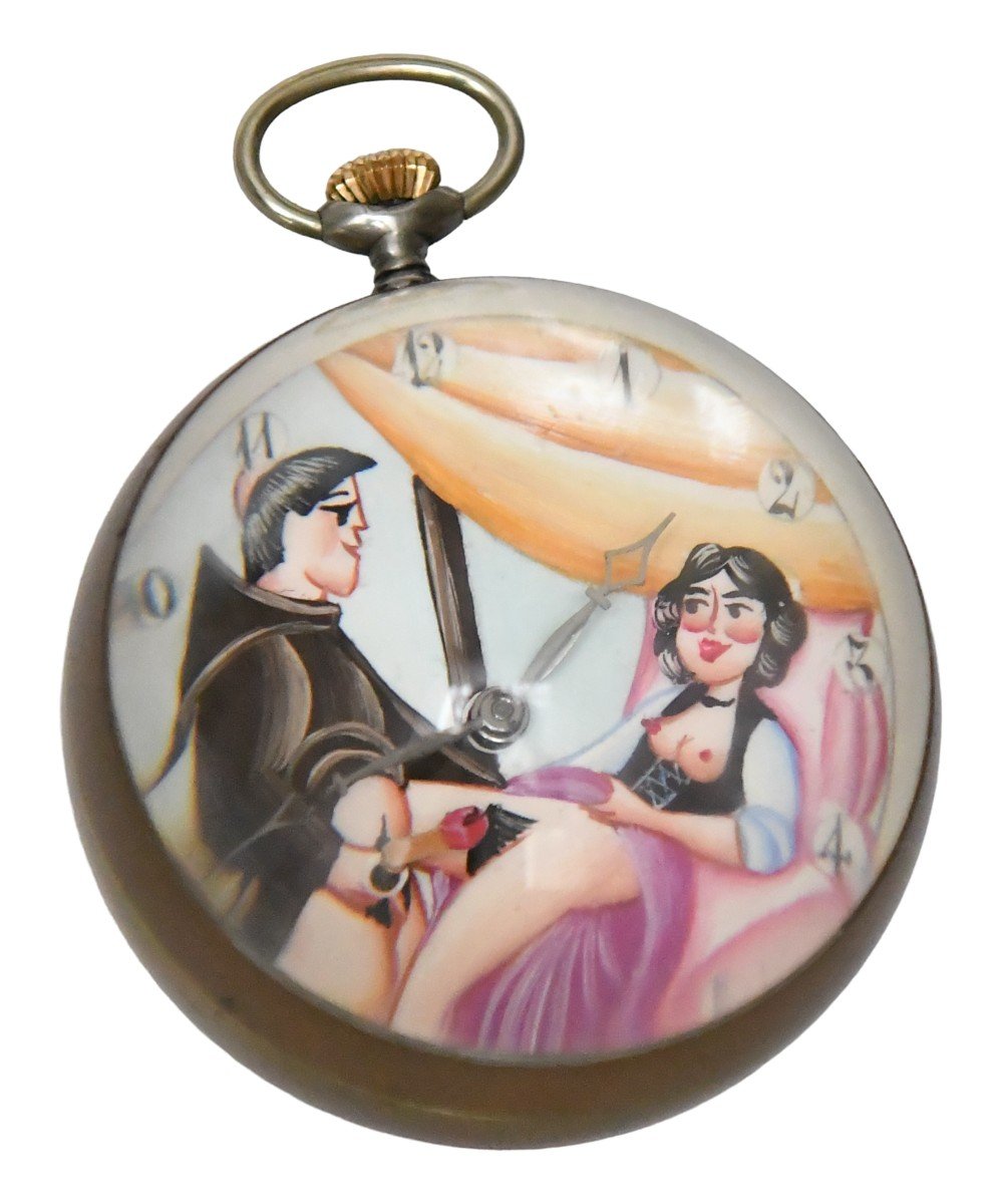 Glass Ball Desk Clock With Erotic Decoration-photo-2