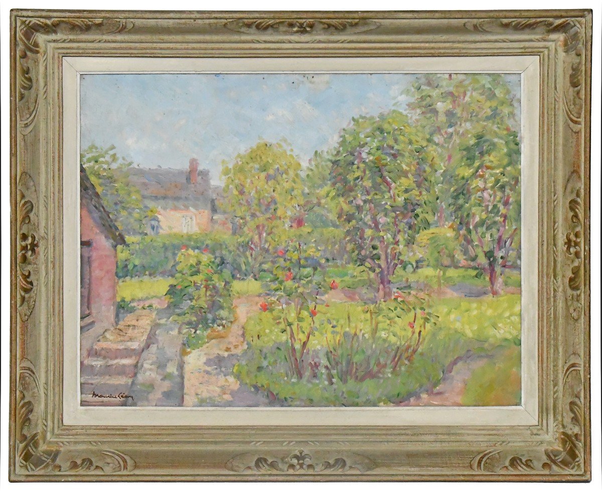 Maurice Léan (20th Century) The Garden In Bloom Oil On Canvas 