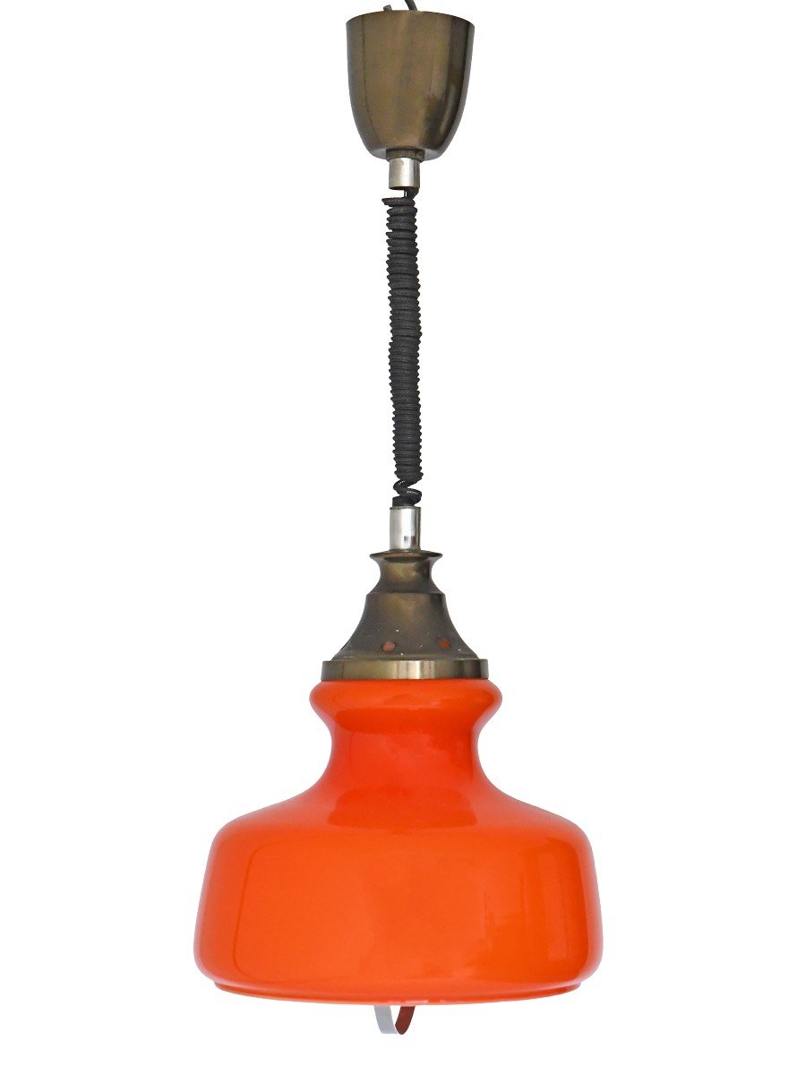 Orange Opaline Pendant Light From The 1960s