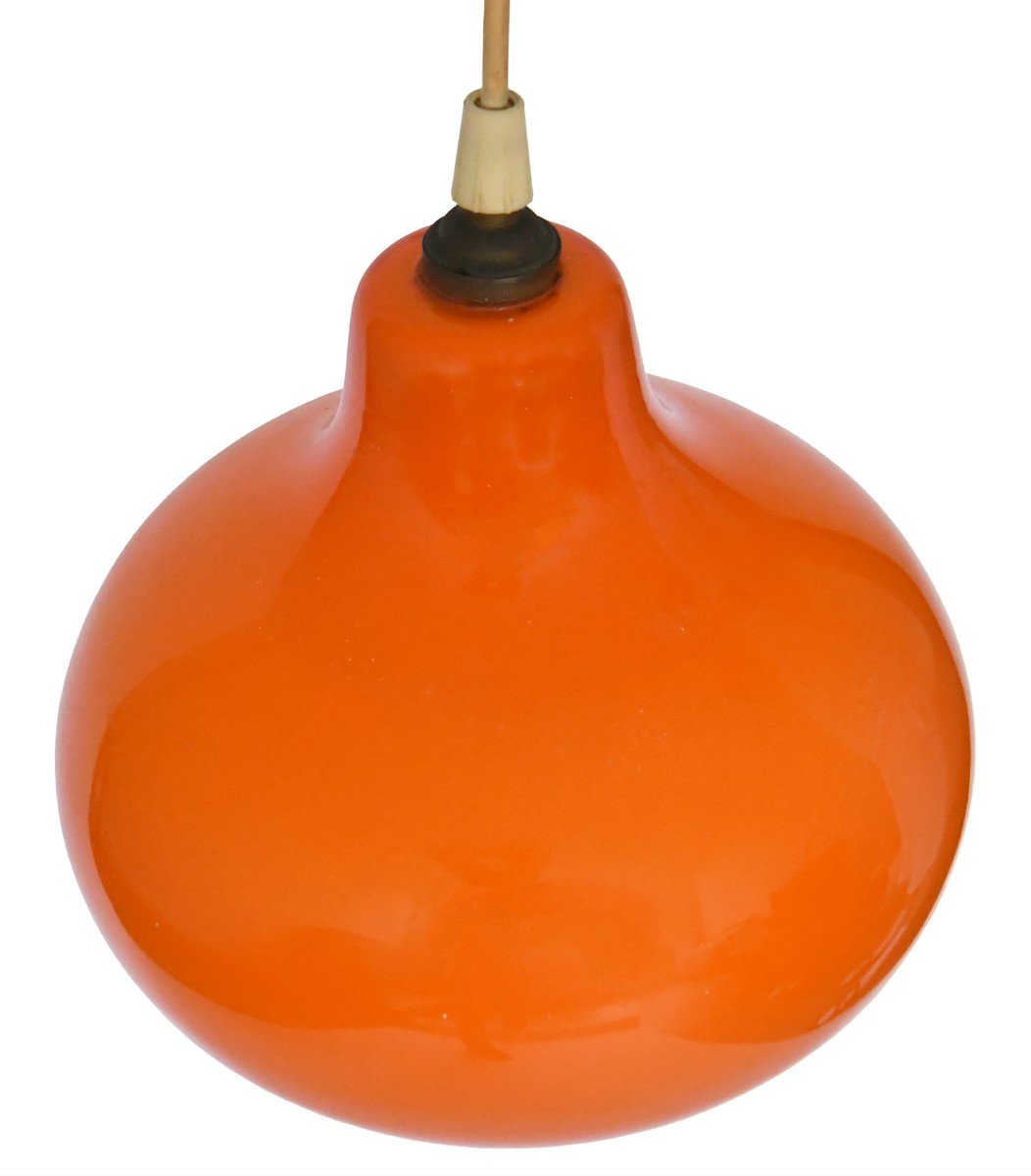 Orange Opaline Pendant Light From The 1960s-photo-2