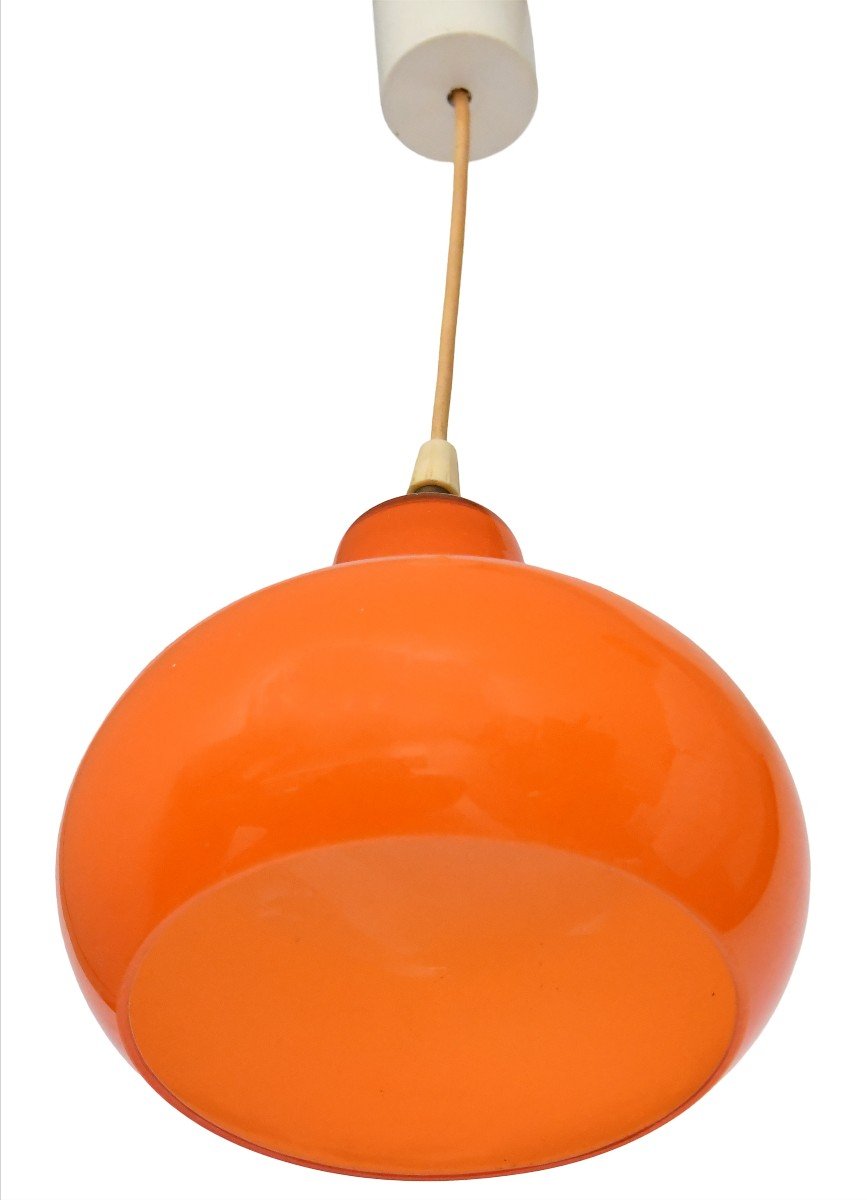 Suspension en opaline orange des années 1960-photo-3