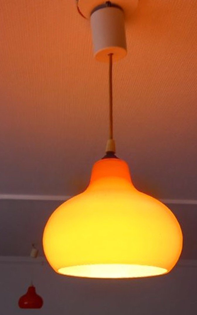 Orange Opaline Pendant Light From The 1960s-photo-4