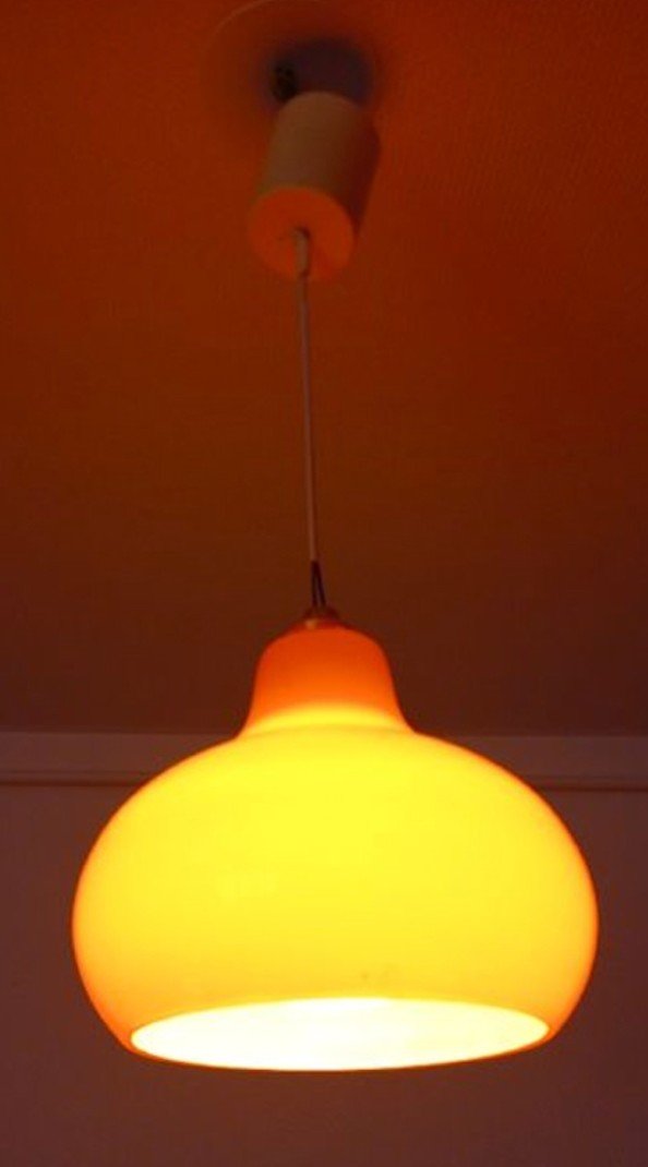 Orange Opaline Pendant Light From The 1960s-photo-4