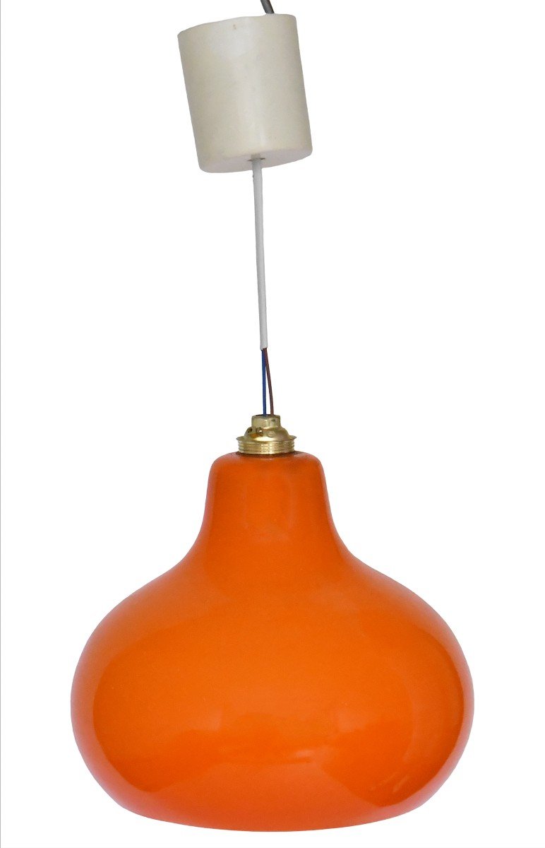 Orange Opaline Pendant Light From The 1960s