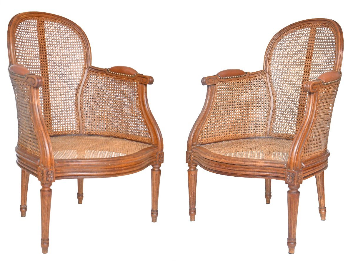 Pair Of Louis XVI Style Caned Armchairs