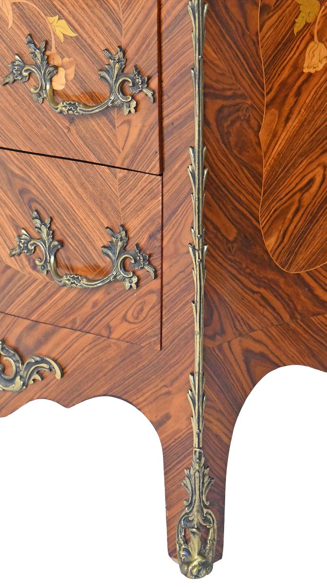 Louis XV Style Chiffonnier With Floral Marquetry-photo-1