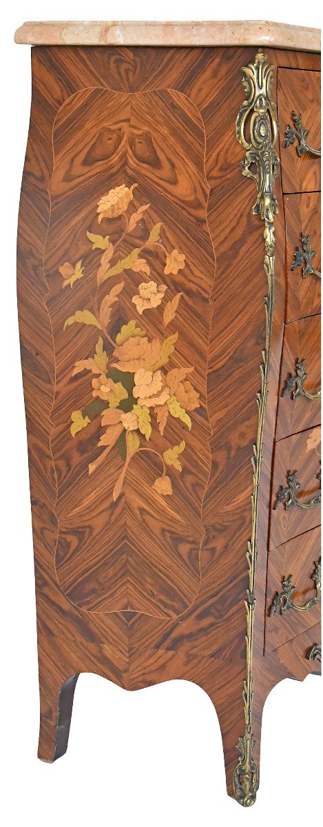 Louis XV Style Chiffonnier With Floral Marquetry-photo-6