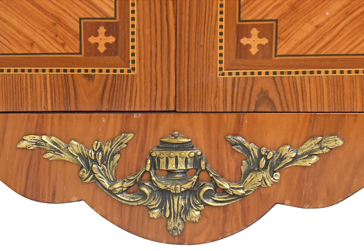 Transition Style Secretary In Marquetry With Trophy Decoration Of Musical Instruments-photo-1