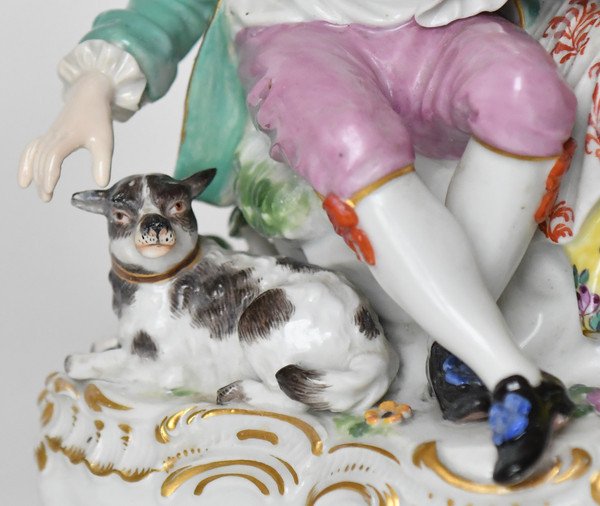 Meissen Porcelain Group Representing A Loving Couple Under A Tree, Model D19-photo-3