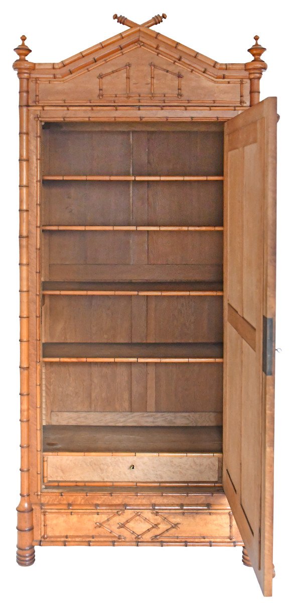 Armoire en bois sculpté façon bambou-photo-5