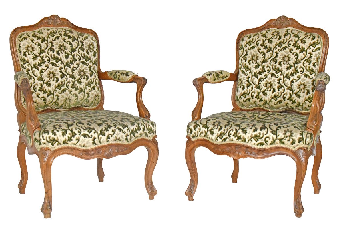 Pair Of Louis XV Style Cabriolet Armchairs