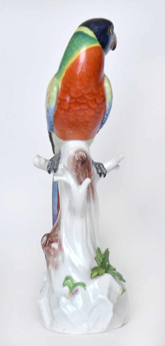 Large Meissen Porcelain Statuette Representing A Parrot, Model 63 (h=32cm)-photo-3