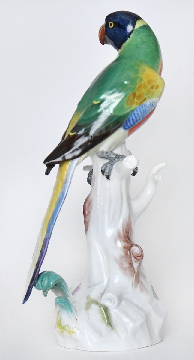 Large Meissen Porcelain Statuette Representing A Parrot, Model 63 (h=32cm)-photo-2