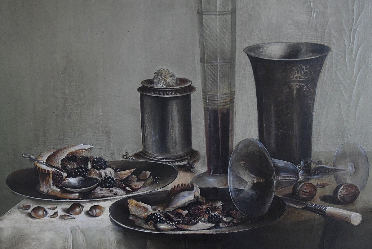 Stanislas Kostka (born In 1954) Oil On Canvas Still Life-photo-3