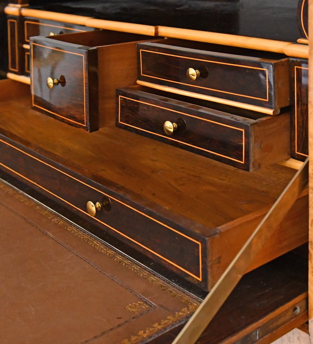 Restoration Period Burl Wood Veneer Secretary-photo-3