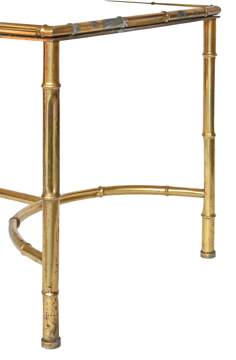 Bamboo-style Gilded Brass Coffee Table In The Style Of Maison Baguès-photo-2