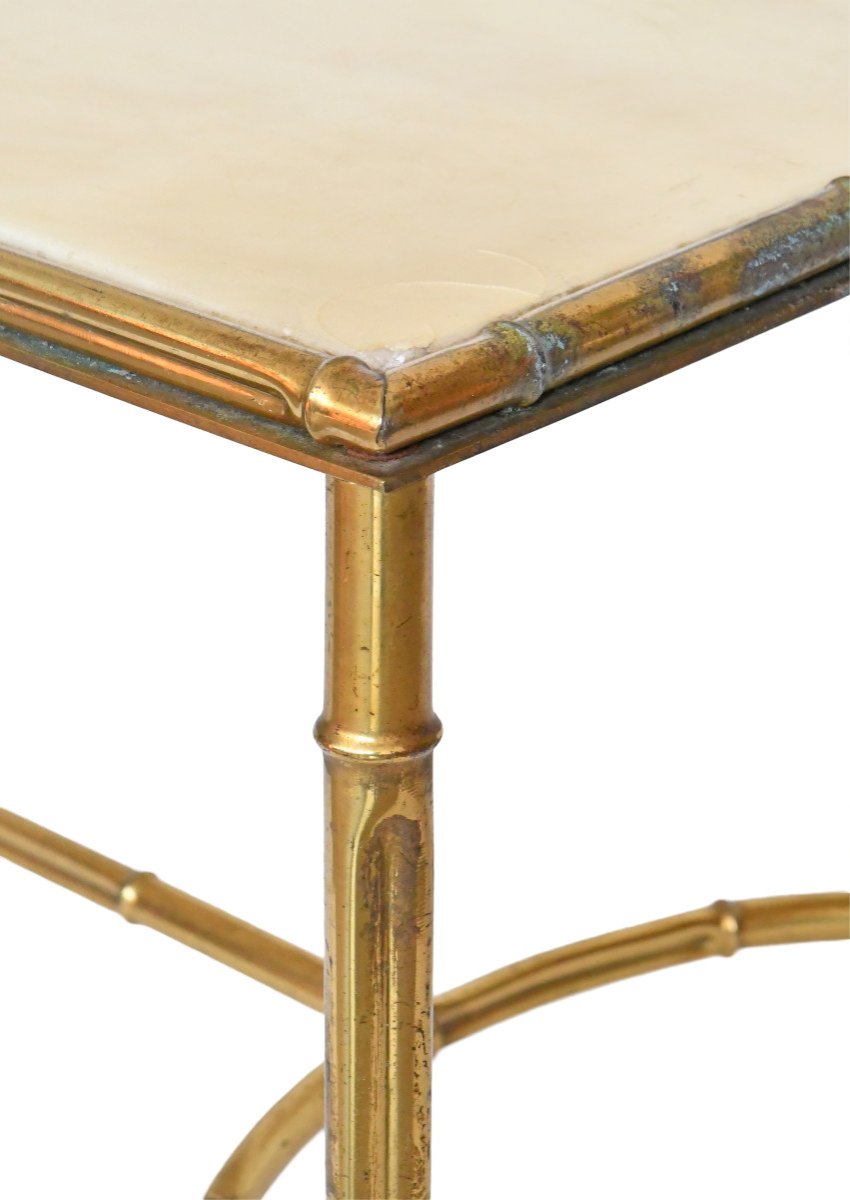 Bamboo-style Gilded Brass Coffee Table In The Style Of Maison Baguès-photo-3