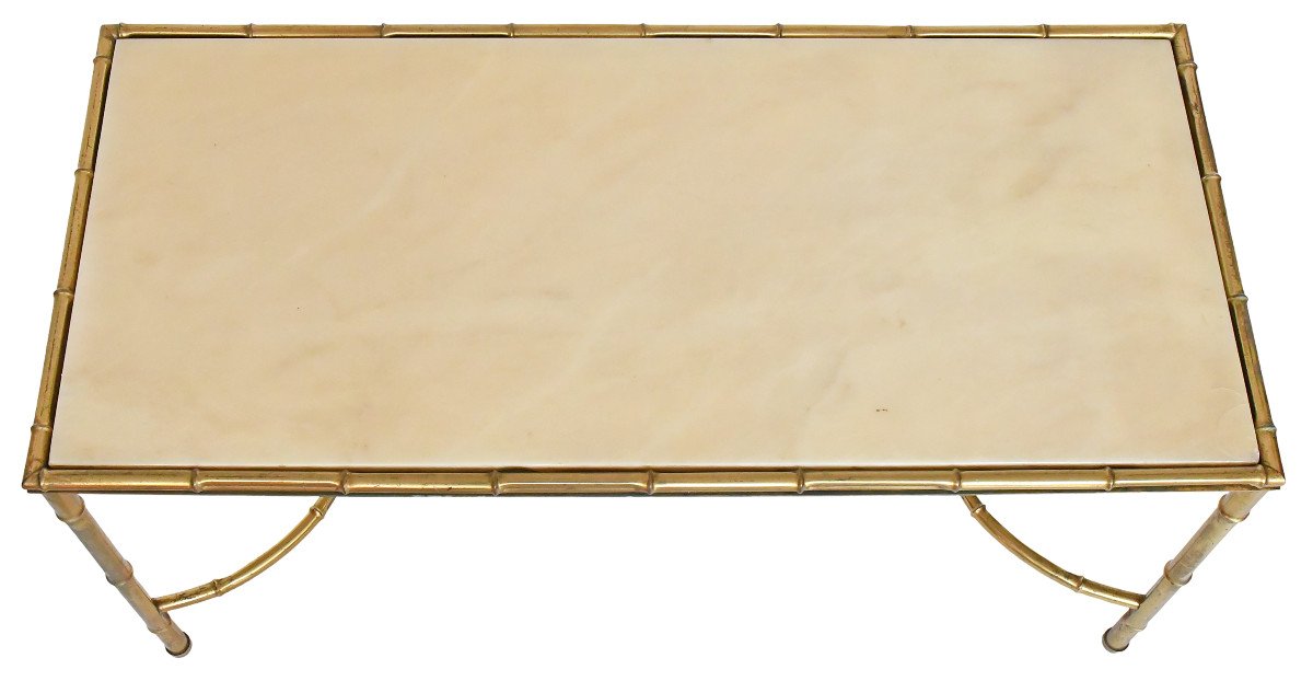 Bamboo-style Gilded Brass Coffee Table In The Style Of Maison Baguès-photo-3