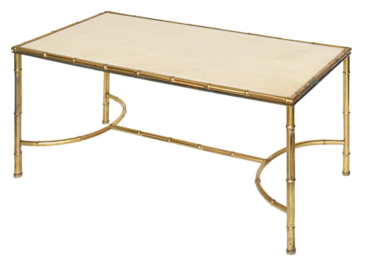 Bamboo-style Gilded Brass Coffee Table In The Style Of Maison Baguès