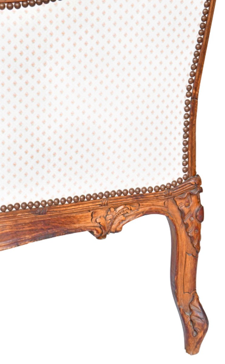 Louis XV Style Wing Chair In Richly Carved Wood-photo-5