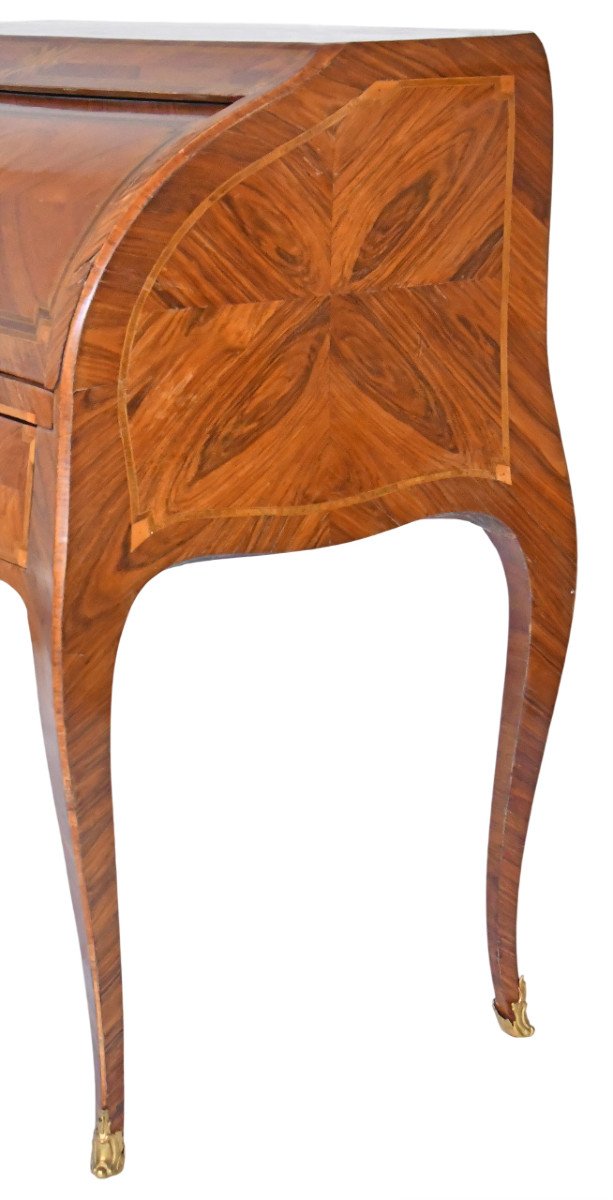 18th Century Cylinder Desk In Veneer And Marquetry-photo-2