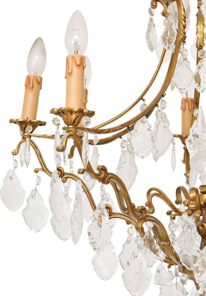 Louis XV Style Cage Chandelier In Gilded Bronze With 8 Light Arms-photo-2