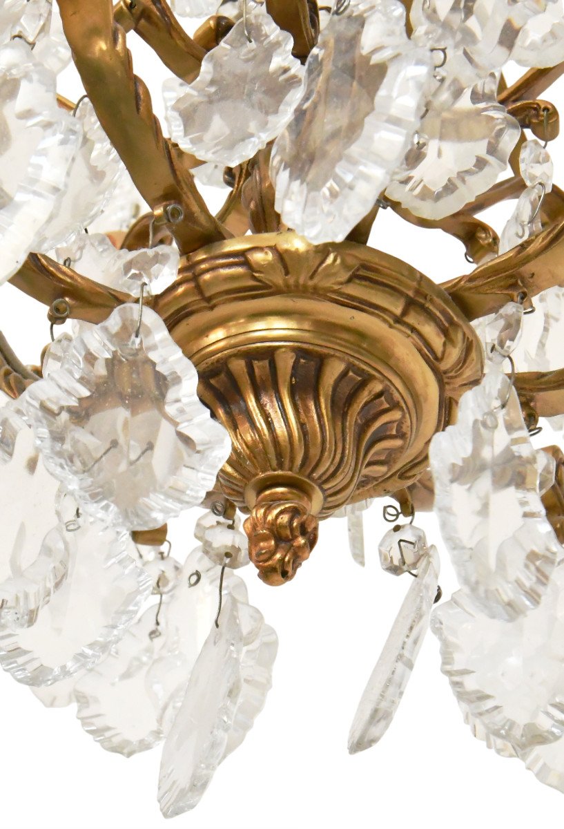 Louis XV Style Cage Chandelier In Gilded Bronze With 8 Light Arms-photo-3