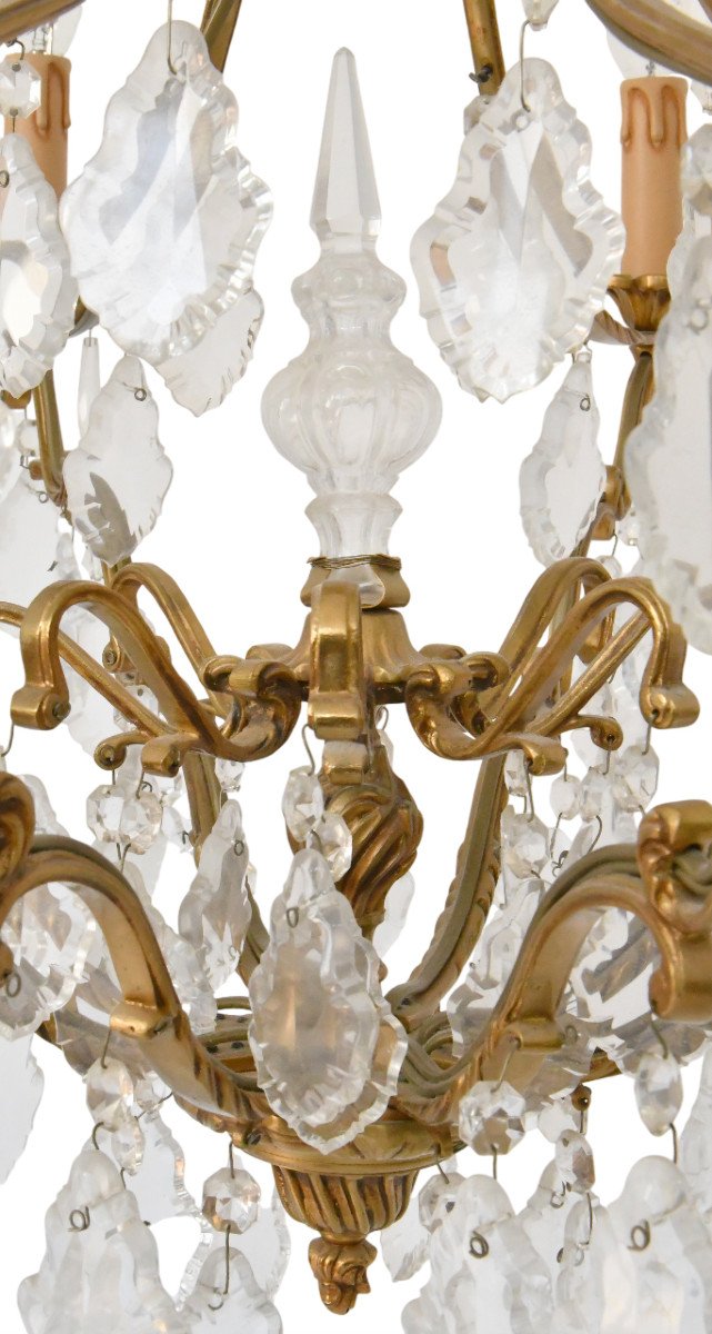 Louis XV Style Cage Chandelier In Gilded Bronze With 8 Light Arms-photo-4