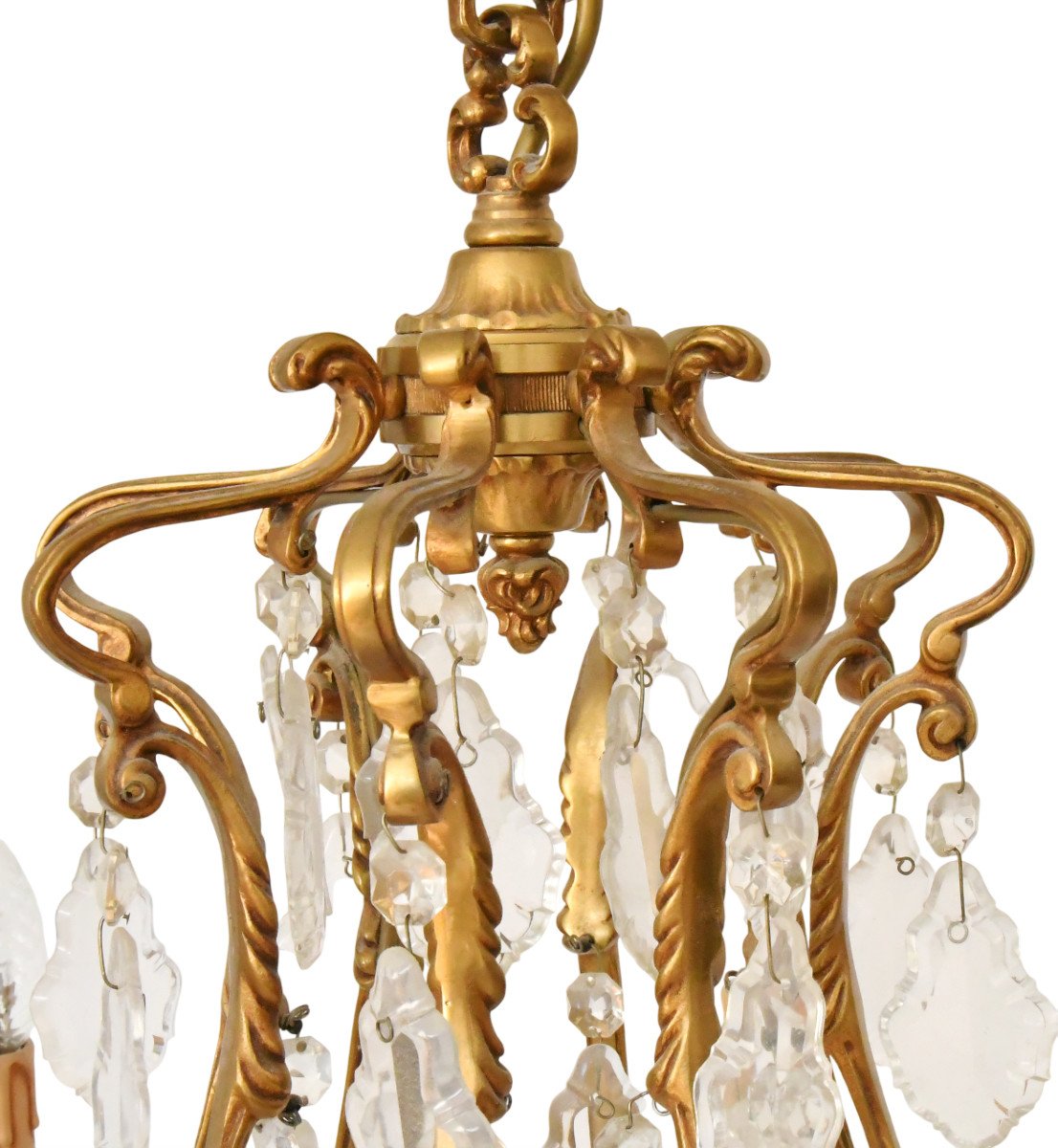 Louis XV Style Cage Chandelier In Gilded Bronze With 8 Light Arms-photo-1