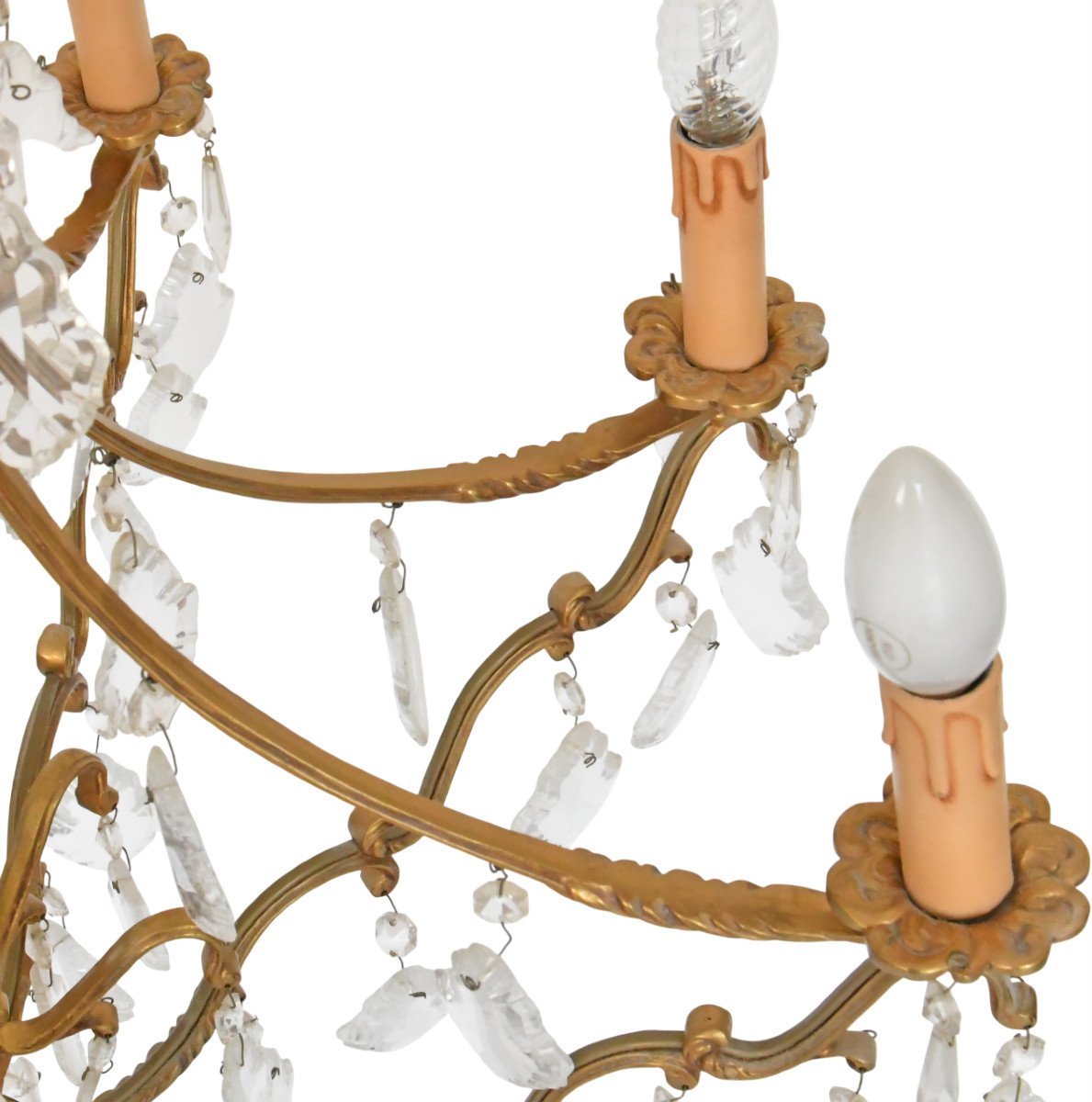 Louis XV Style Cage Chandelier In Gilded Bronze With 8 Light Arms-photo-4