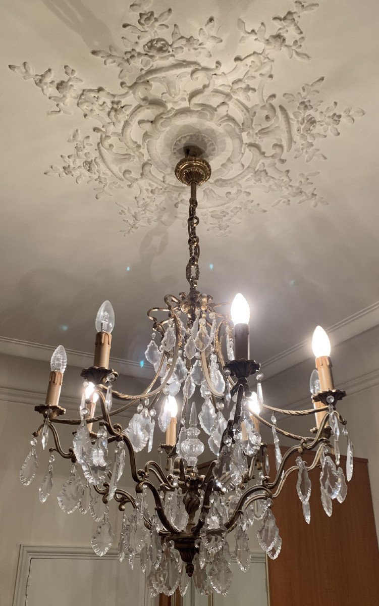 Louis XV Style Cage Chandelier In Gilded Bronze With 8 Light Arms-photo-5