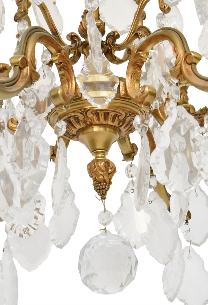 Louis XV Style Cage Chandelier In Gilded Bronze With 6 Light Arms-photo-2