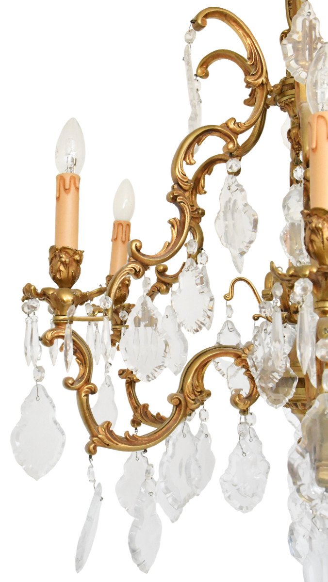 Louis XV Style Cage Chandelier In Gilded Bronze With 6 Light Arms-photo-3