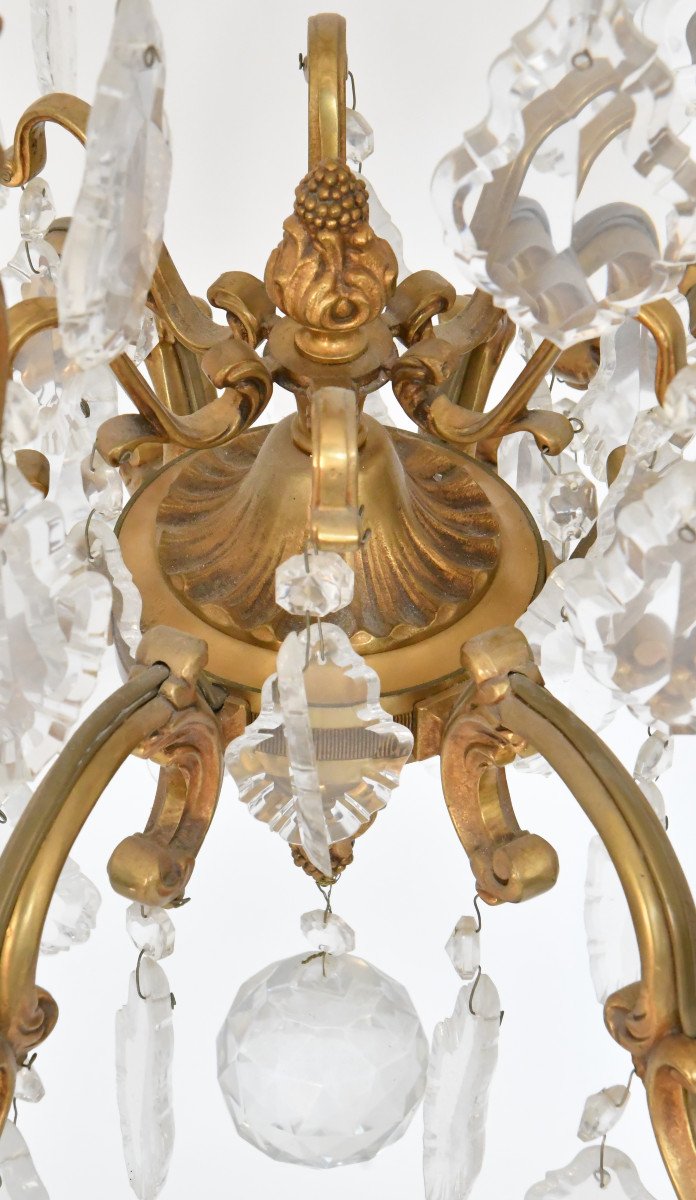 Louis XV Style Cage Chandelier In Gilded Bronze With 6 Light Arms-photo-1