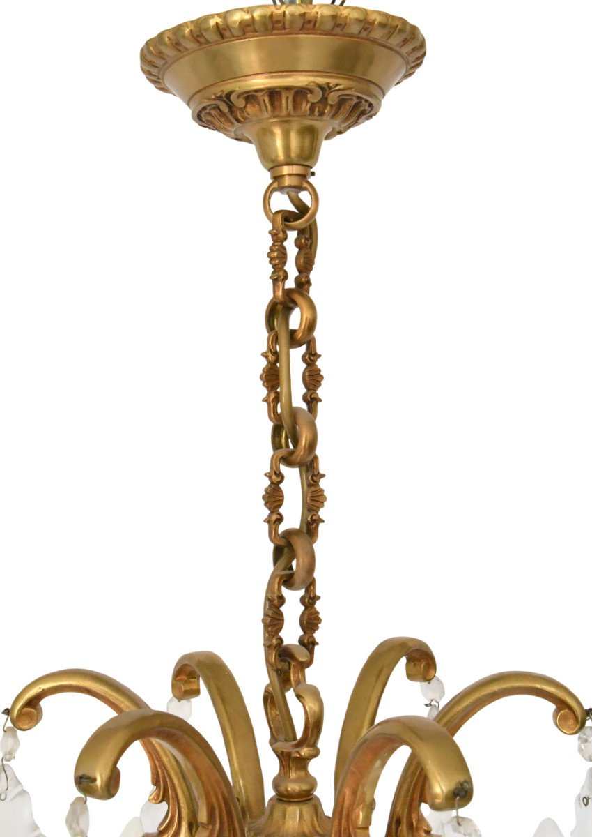 Louis XV Style Cage Chandelier In Gilded Bronze With 6 Light Arms-photo-2