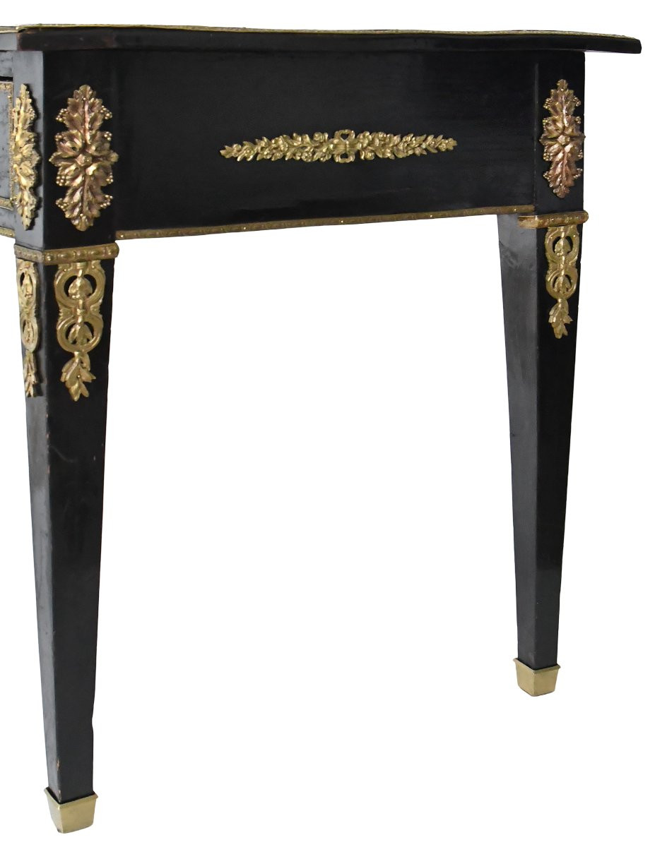 Louis XVI Style Black Lacquered Flat Desk-photo-2