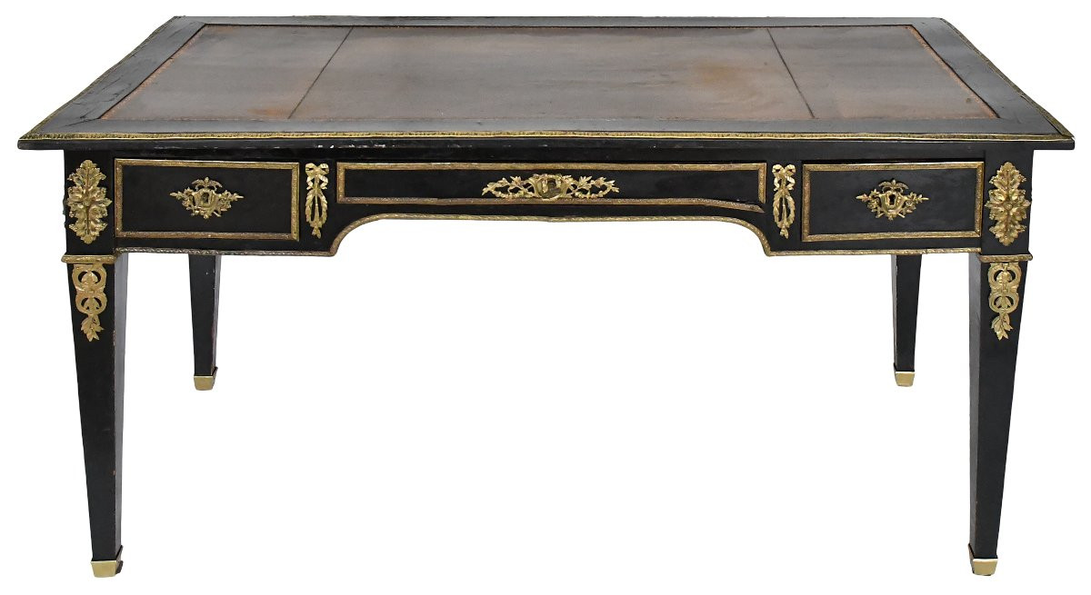 Louis XVI Style Black Lacquered Flat Desk-photo-4