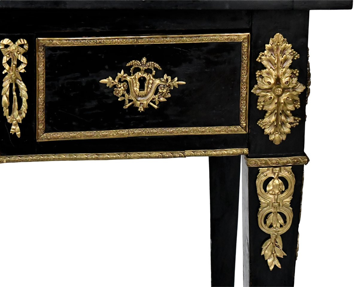 Louis XVI Style Black Lacquered Flat Desk-photo-1