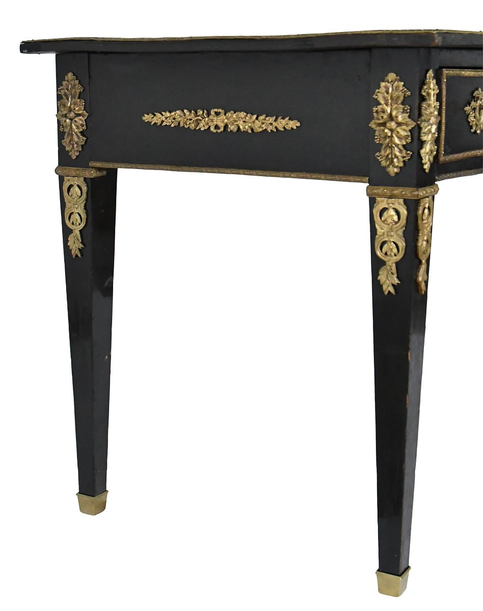 Louis XVI Style Black Lacquered Flat Desk-photo-4