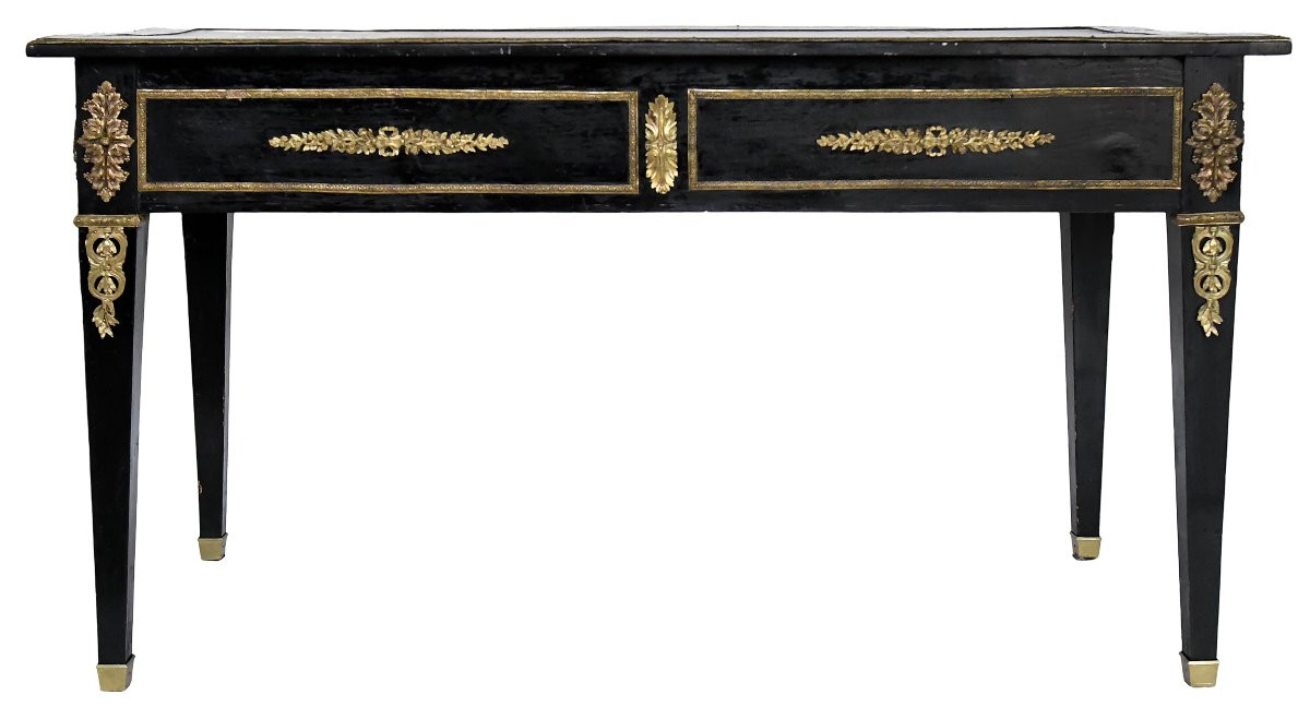 Louis XVI Style Black Lacquered Flat Desk-photo-6