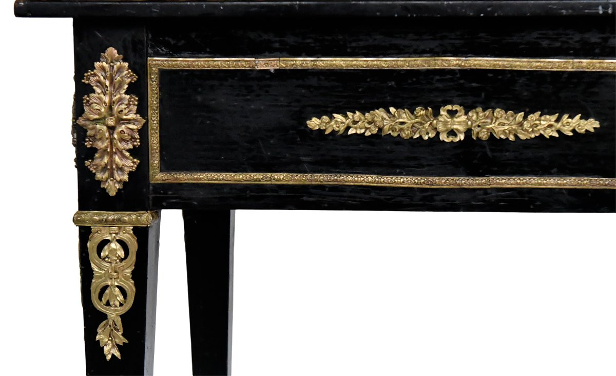 Louis XVI Style Black Lacquered Flat Desk-photo-7