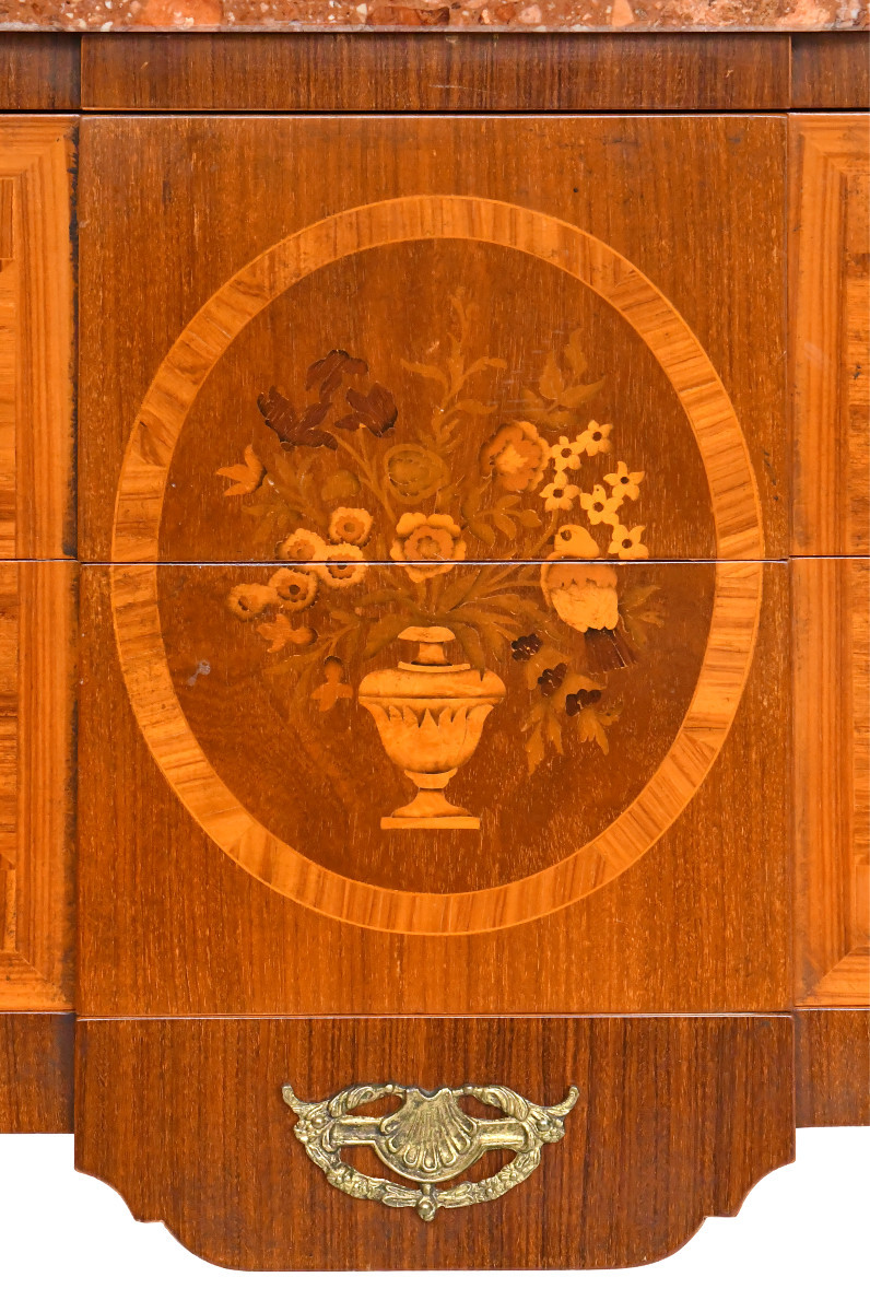 Louis XVI Style Chest Of Drawers In Marquetry-photo-2