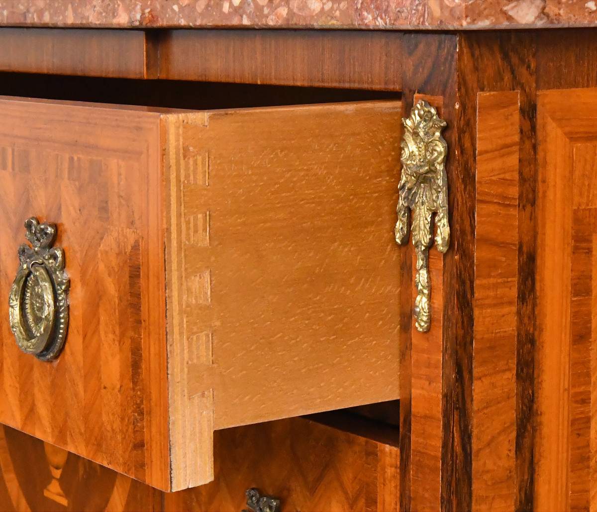 Louis XVI Style Chest Of Drawers In Marquetry-photo-3