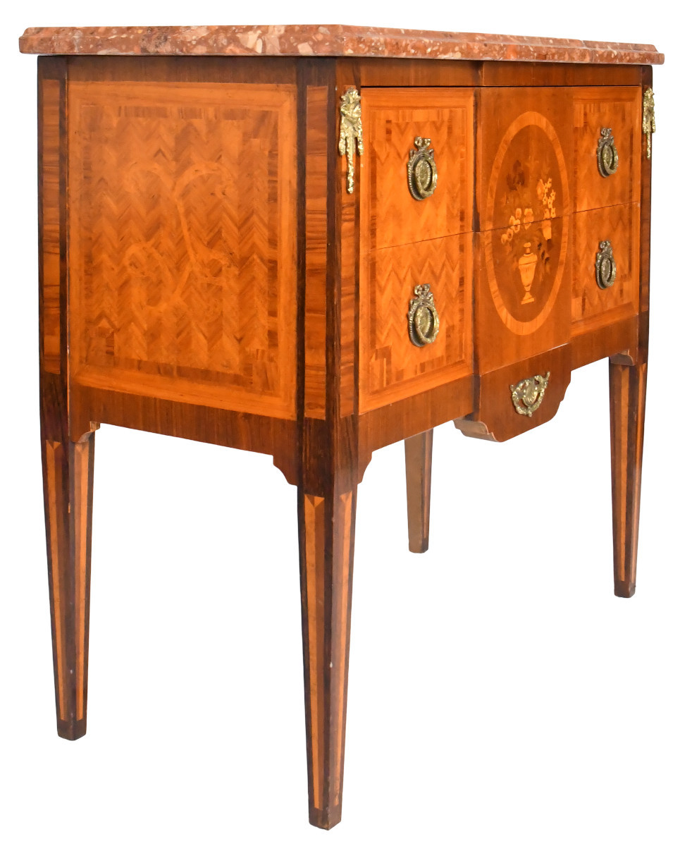 Louis XVI Style Chest Of Drawers In Marquetry-photo-5