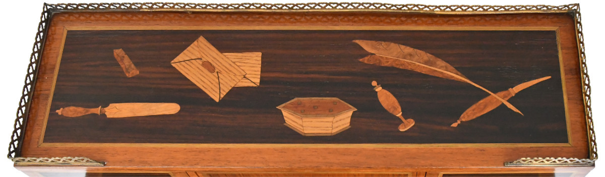 Happiness Of The Day Desk In Marquetry In The Style Of Charles Topino-photo-2