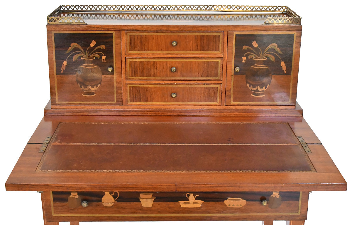 Happiness Of The Day Desk In Marquetry In The Style Of Charles Topino-photo-5