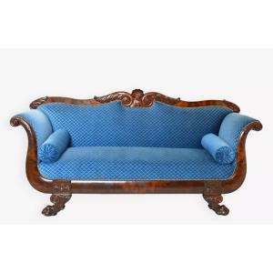 Empire Style Sofa In Richly Carved Wood