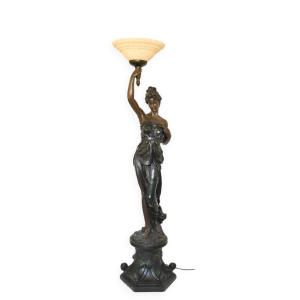 Floor Lamp Depicting An Antique Draped Woman