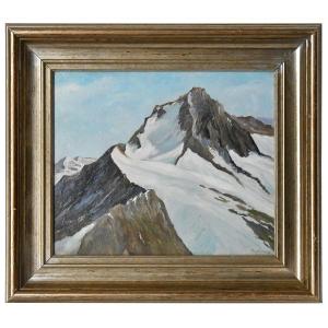 Charles de ZIEGLER (1890-1962) "Bietschhorn" Huile sur carton 